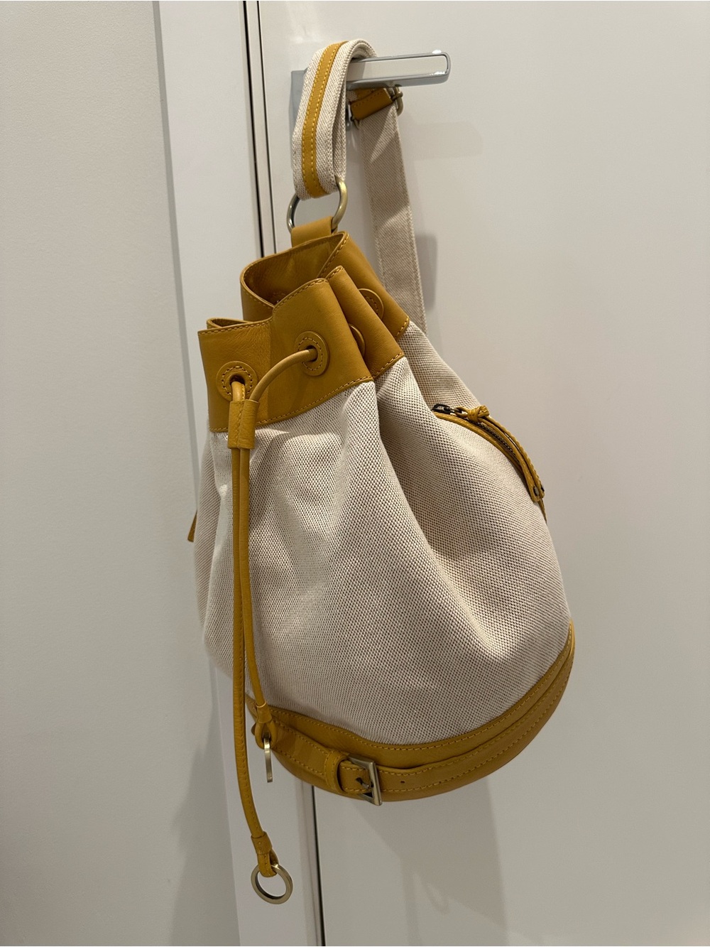 Via Spiga Canvas and Leather Sling Bucket Bag - Picture 14 of 16